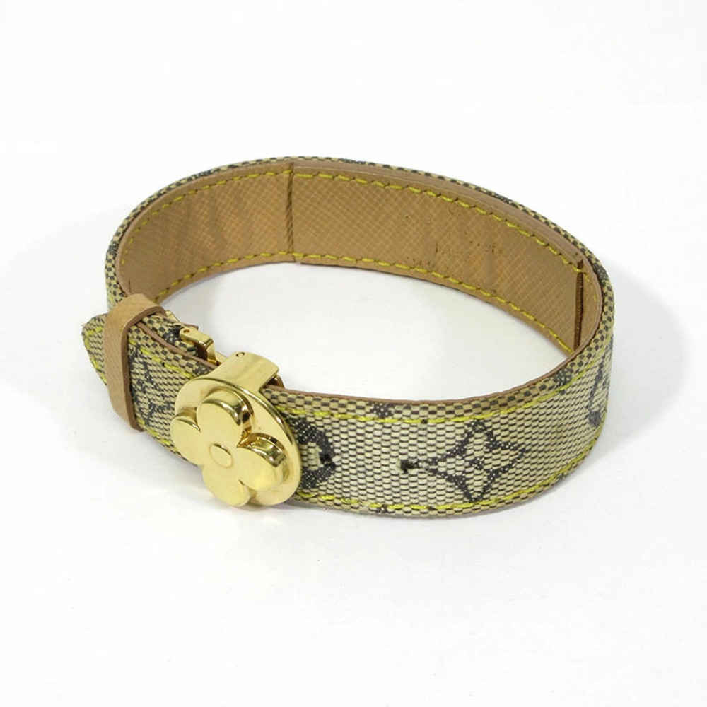 LOUIS VUITTON Monogram Luck Bracelet Beige Cream Gold